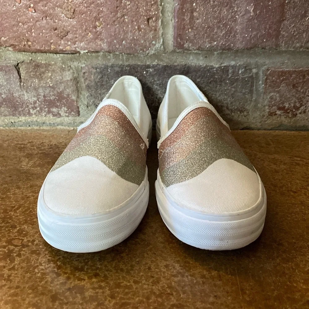 Keds Womens Double Decker‎ Metallic Wave Glitter Slip On Sneakers
